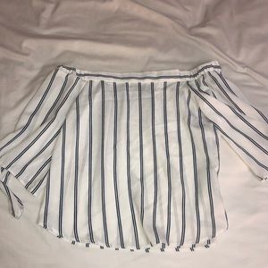 off the shoulder stripped blouse